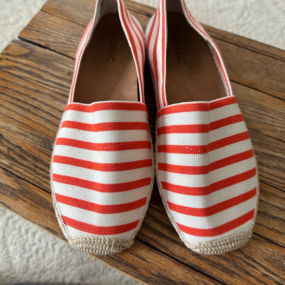 Vionic Women's Orange and White Striped Espadrilles
